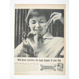 Vintage Milk-Bone Dog Biscuit Advertising Print MOD Fashion 1950s Canine